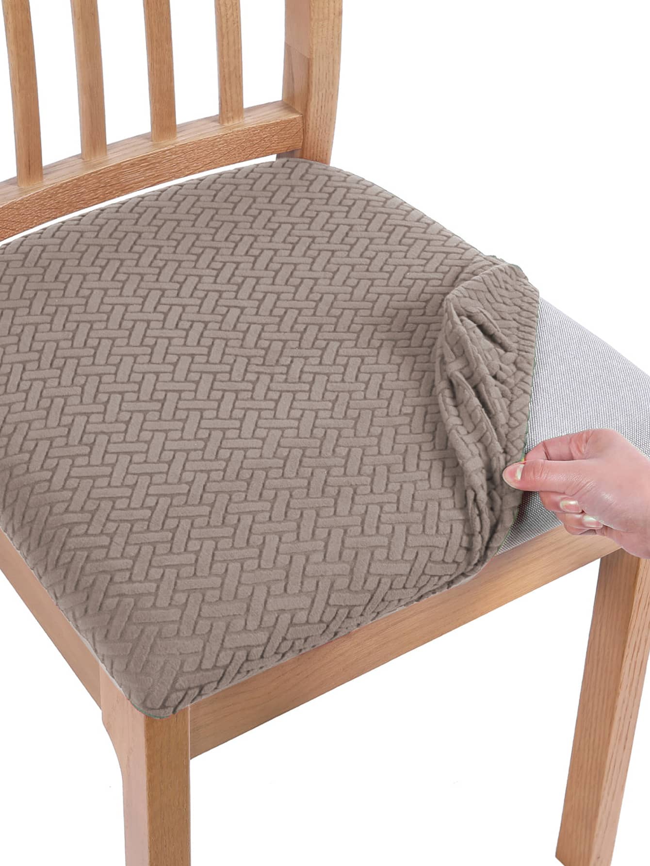 Jacquard Chair Cover Dining Chair Cover Grey Brown 1pc