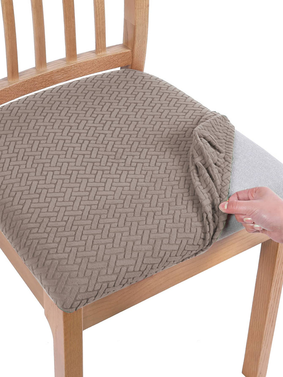 Jacquard Chair Cover Dining Chair Cover Grey Brown 1pc
