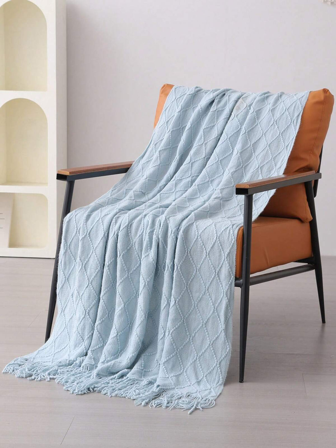 A Solid Color Particle Knitted Blanket, Nordic Style Acrylic Rectangular Office Nap Sofa Blanket Air Conditioning Blanket Knitted Small Blanket Shawl Cover Blanket Blanket Bed End Blanket