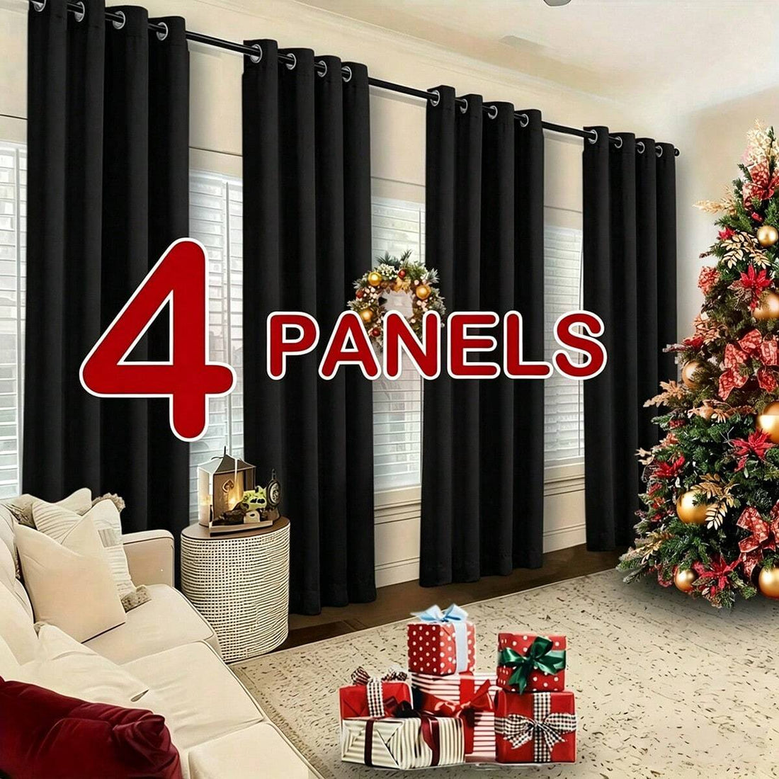 4 Pack Grommet Full Blackout Waterproof Curtains, Multi-Purpose Window Drapes For Bedroom, Shower Room & Outside Gazebo Decoration